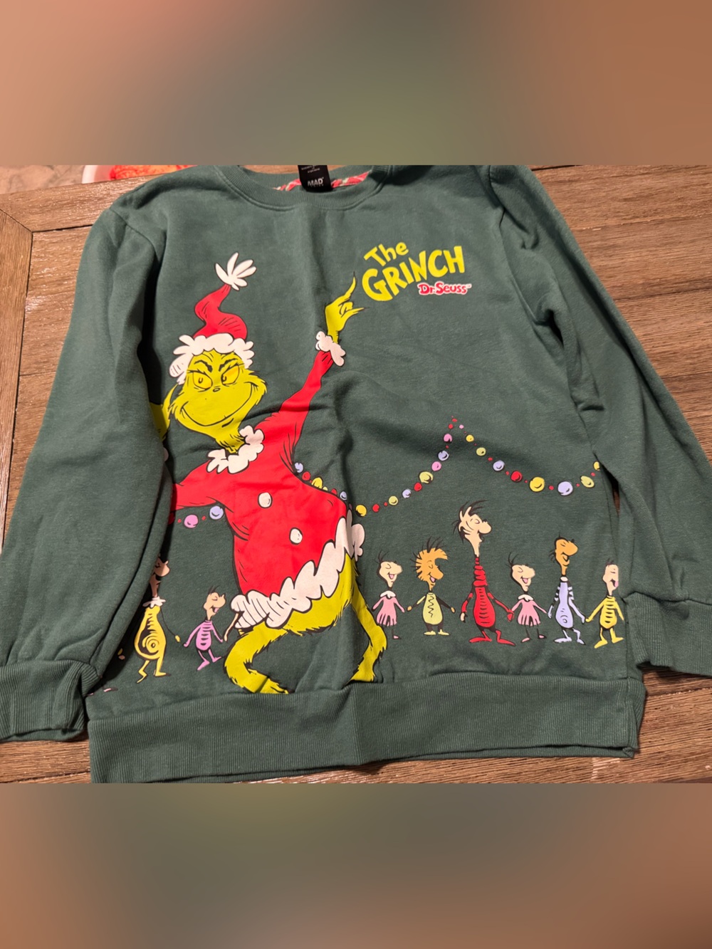 Dr. Seuss The Grinch Kids' Dark Green Graphic Sweatshirt